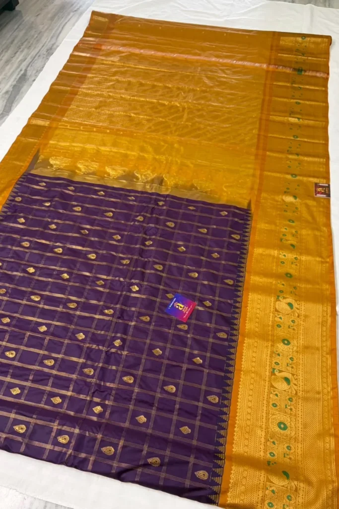 Royal Purple Gadwal Semi Pattu Saree